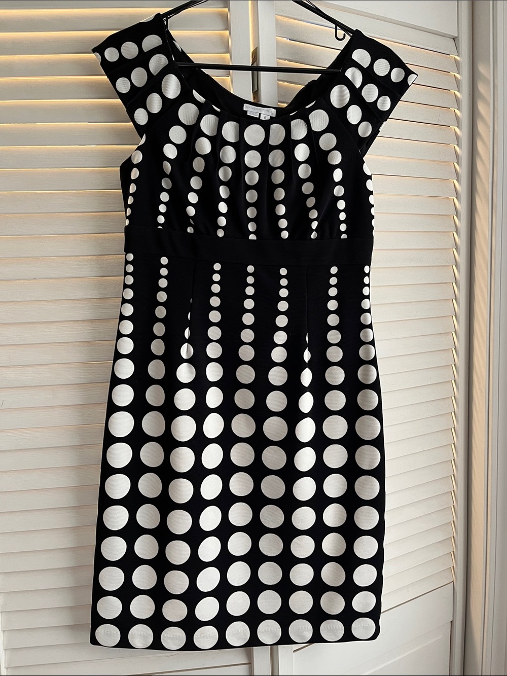London Times Black Mini Dress with White Polka Dots